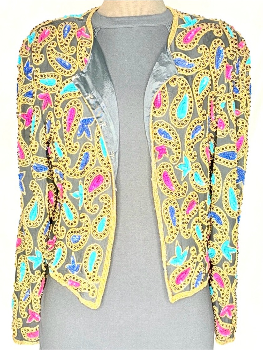 Vintage Eaton Vanity Fair Beaded Sequin Paisley Jacket Medium